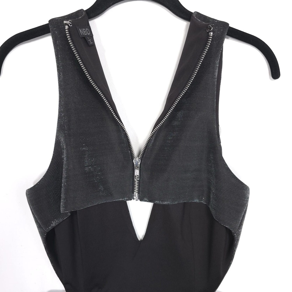 NBD Revolve Charlie Metallic Gunmetal Mini Dress SMALL Cutout Open Back Party - Picture 12 of 16